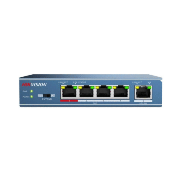 SWITCH 4 PUERTOS POE + 1 PUERTO UPLINK DS-3E0105P-E/M(B) HIKVISION