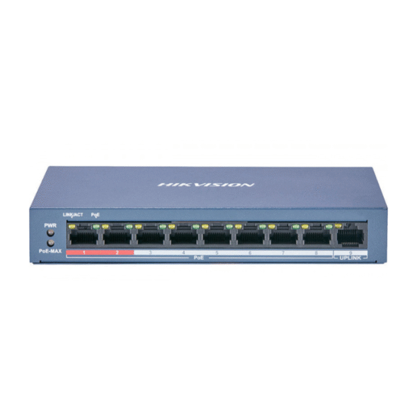 SWITCH 8 PUERTOS POE NO ADMINISTRABLE DS-3E0109P-E/M(B) HIKVISION